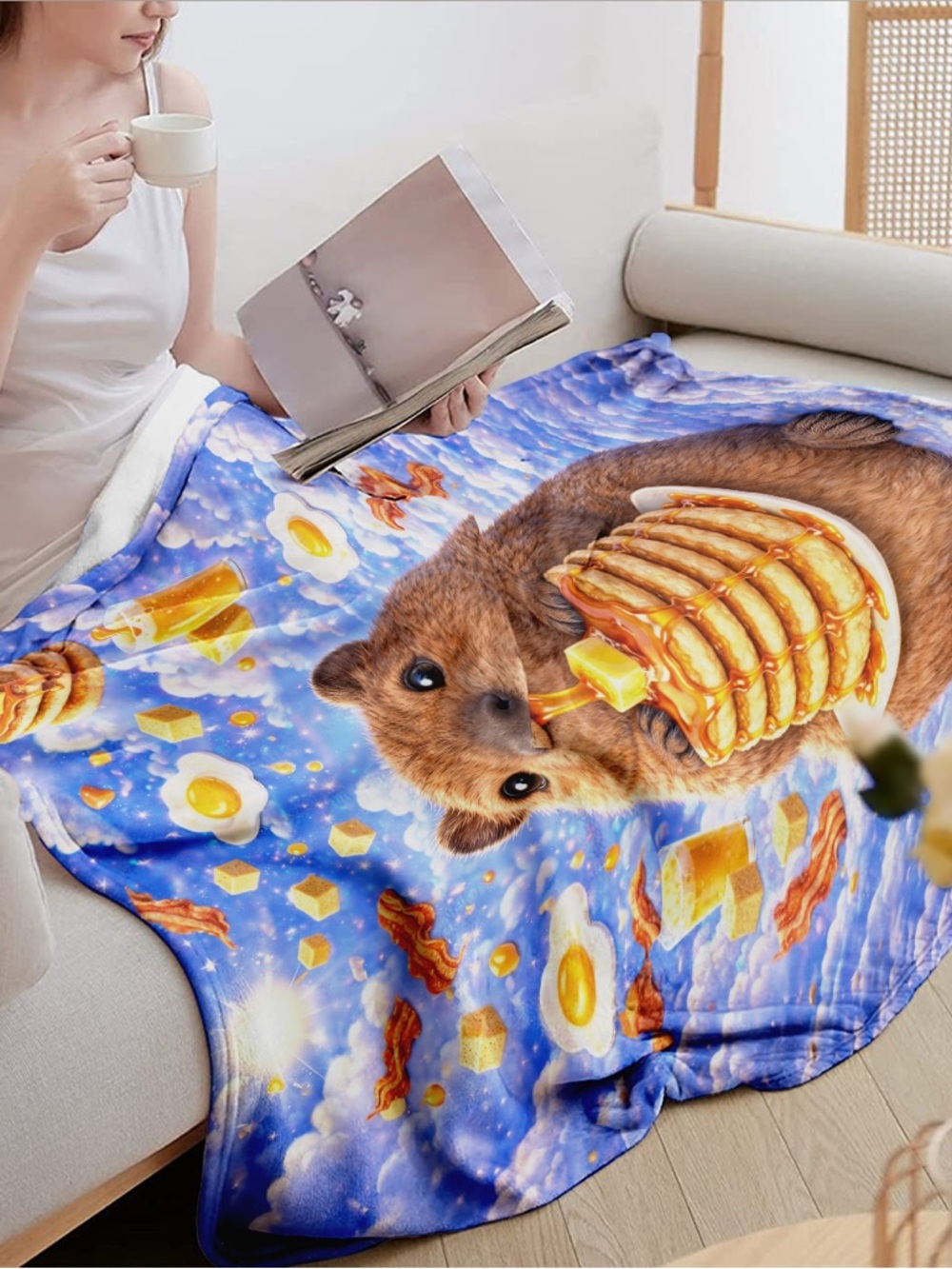 NEW Capybara Pancake Velveteen Blanket Cute Animal Cozy Throw - Picture 5 of 6